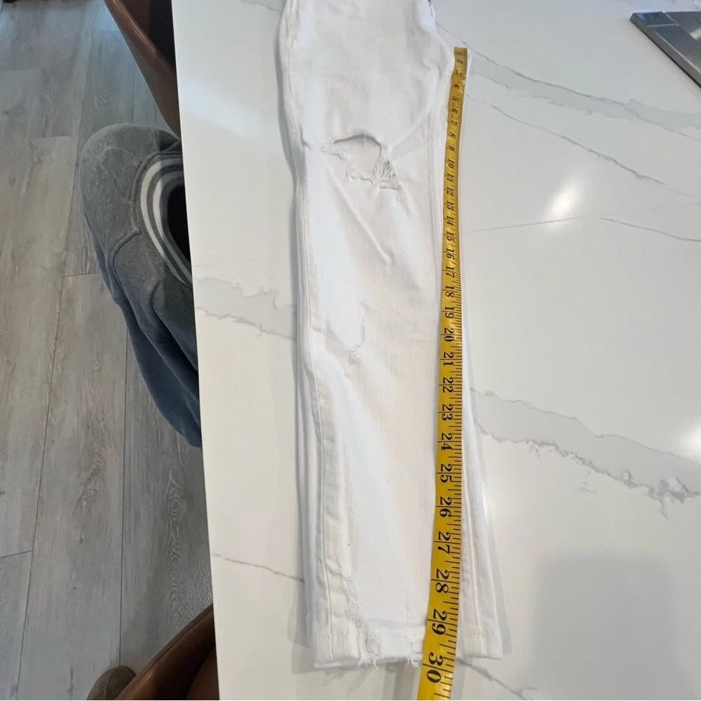 Zara Men's Distressed Ripped Skinny Jeans White 31x30